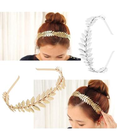 Vintage Roman Goddess Leaf Headband Fashion Gold Silver Rose Gold Ancient Cyan Leaf Hair Hoop Bridal Hair Crown for Party Prom Wedding - Buy Online on GoSupps.com