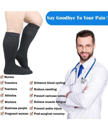 3XL Wide Plus Size Calf Compression Socks 20-30 mmHg for Men and Women - Black XXX-Large 3XL - Buy Online on GoSupps.com