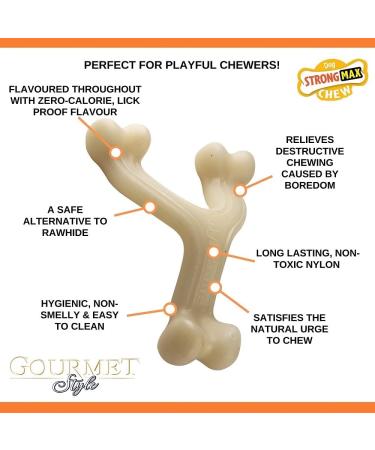 Nylabone Maximum Strength Extreme Gourmet Wishbone - Chicken Flavored Dog Chew for Large Dogs (0-23kg) - Buy Online on GoSupps.com