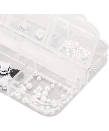 3D Black White Flower Nail Charms Nail Glitter Charm Rhinestones Ornaments Nail Art Decorations Glitter Accessories for DIY Craft Nail Art Design Manicure Decor - Buy Online on GoSupps.com