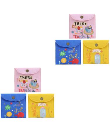 Lurrose 6 pc storage bags for women's bandages diaper travel bag women's money exchange organizer for storing diapers coin bags made of sailing towel high capacity girl blue yellow rosyx2st 13.3x12.7x0.2cmx2pcs