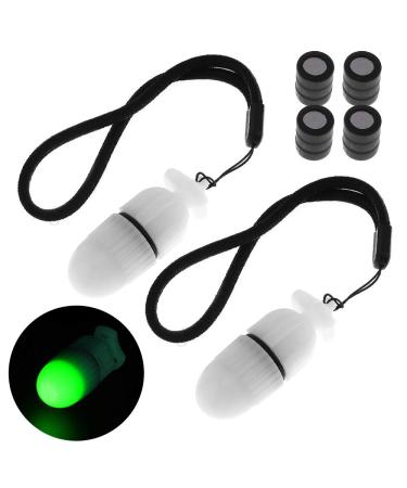 SecurityIng 2Pc Underwater Strobe Signal Light Scuba Night Dive Marker LED Flashy Safety Lamp Firefly Diving Beacon Beam 200M Underwater 200 Hour Duration with Battery Green