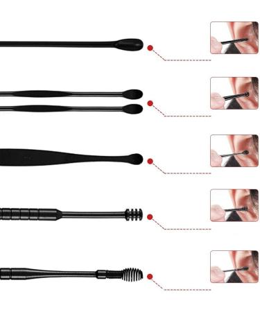 Ear Pick Ear Wax Removal Kit Professional Ear Cleansing Tool Set Premium Stainless Steel Curette Ear Cleaner Adults and Kids with Storage Box and Cleaning Brush 6-in-1 Ear Cleaning Tool Set Black - Buy Online on GoSupps.com