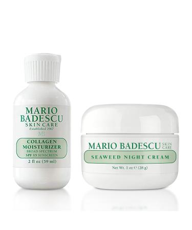Mario Badescu Day to Night Skincare Bundle Collagen Face Moisturizer with SPF 15 & Seaweed Night Cream Hydrating Lotion with Sunscreen for Face & Oil-Free Cream for Restored Smooth Skin