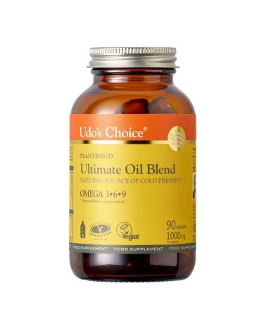 Udo's Choice Ultimate Oil Blend Capsules - Natural Source of Vegan Omega 3 6 & 9 Plant-Based Supports Optimum Health Convenient Capsule Format - 90 Vegecaps - 45 Servings Oil Caps 90 Count (Pack of 1)