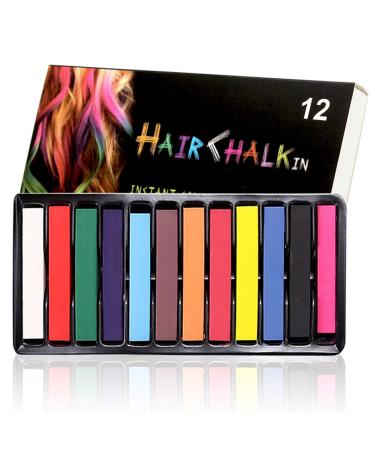 Temporary Hair Chalk - Washable Hair Color for Kids & Teens - 12 Bright Colors for Halloween, Cosplay, Parties - Girls Gift, Kids Toy - Birthday & Christmas Gifts - Buy Online on GoSupps.com