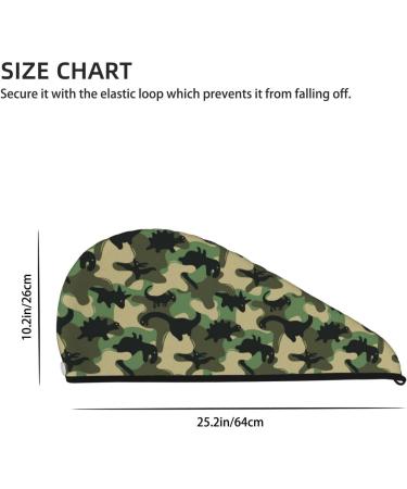 Hair Towel Wrap with Button - Quick Drying Towel Turban for Kids & Adults (Camouflage Dinosaur Design - Buy Online on GoSupps.com