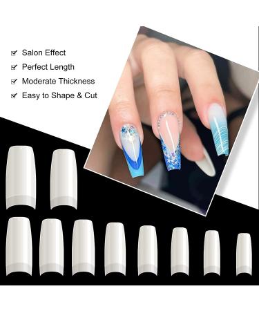 500PCS Half Cover French Style Acrylic False Nail Tips Set - Natural Manicure Kit for Nail Art Salons and DIY at Home - Buy Online on GoSupps.com