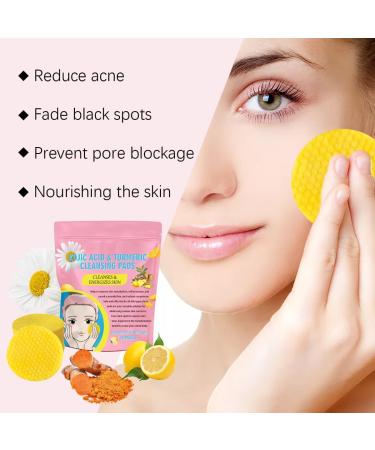 KARLOR Turmeric Cleansing Pad Face 40 Pieces Kojic Acid Cleansing Pad Face Cleansing Turmeric Kojic Acid Cleansing Pads Fades Acne Refines Pores Suitable for Oily Skin Acne Skin - Buy Online on GoSupps.com