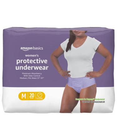 Amazon Basics Incontinence & Postpartum Underwear for Women, Maximum Absorbency, Medium, 20 Count, 1 Pack (Previously Solimo) - Buy Online on GoSupps.com
