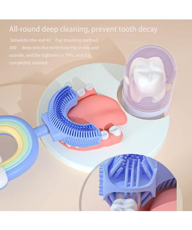 2 Pack Toddler & Kids U-Shape Extra Soft Toothbrush - Ages 2-7 - Rainbow Pink-Blue - Buy Online on GoSupps.com
