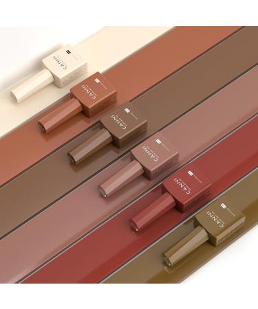 CANNI Brown Nude Gel Nail Polish Set - 6 Colors (9ML) for Brown Skin Tone | Soak Off UV LED DIY Manicure & Winter Nail Salon Essentials - Buy Online on GoSupps.com