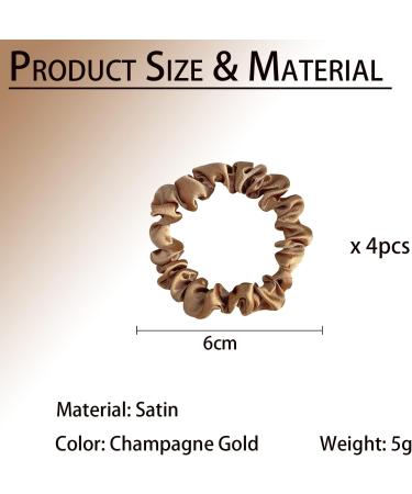 Small Satin Silk Hair Scrunchies for Thick, Curly, and Thin Hair - 4 Pack Champagne Gold - Traceless Frizz Prevention - Women and Girls Hairbands - Buy Online on GoSupps.com