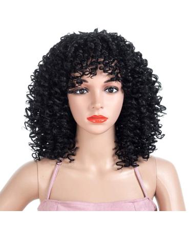 SHIYID Short Black Curly Wigs for Women Brown Afro Wig with Pony Heat Resistant Red Hair
