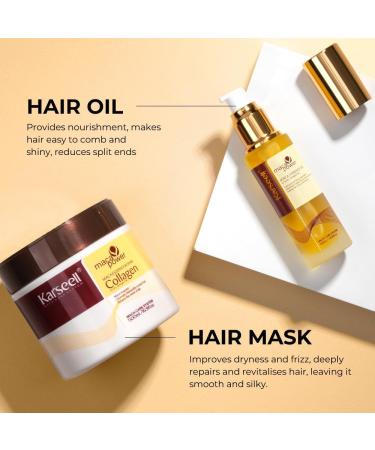 Karseell Collagen Masque Cheveux et Huile Cheveux Maca Essence Set de R paration pour Cheveux Secs et Abim S Tous Types de Cheveux 500ml +50ml - Buy Online on GoSupps.com