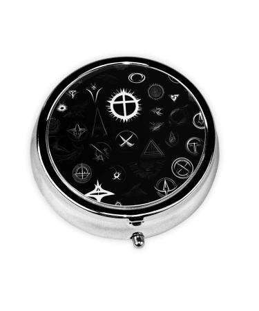 Black and White Universeround Pill Box 3 Compartment Round Pill Box Organizer * Portable Travel Pill Box for Traveling.