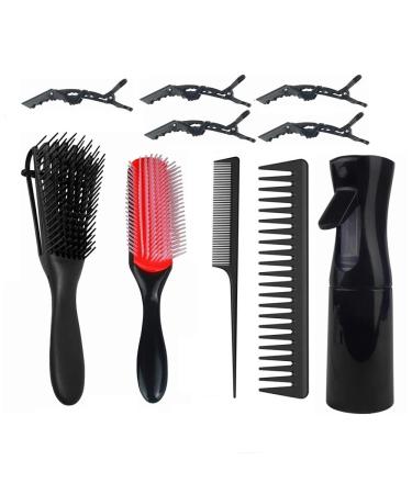 Verwxn hairbrush set for curly hair with degradation brush 9-row hair brush wide tooth comb tail ridge hair spray bottle and hair clips for women children children hair styling 10in1 - Buy Online on GoSupps.com