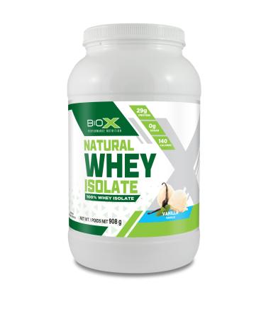 BioX Natural Whey Isolate | Natural Whey Isolate Protein Powder | Formulated with Natural Flavours & Sweeteners | 29g Protein Sugar Free Low Carb Low Lactose Protein Powder | 2LB (Vanilla) Vanilla 908 g (Pack of 1)
