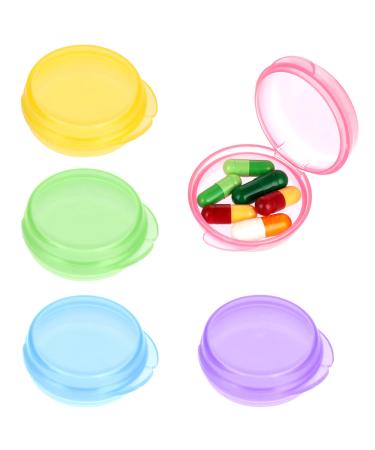 Wllhyf Small pills organizer box 5 pieces portable mini travel pillen case medication organizer of transparent round vitamin containers for outdoor trips outdoors/green/blue/purple/pink/pink