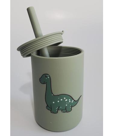 Silicone Toddler Training Cup with Straw - Non-Slip, BPA-Free, Unbreakable | Winter Pear w/ Dinosaur Design - Buy Online on GoSupps.com