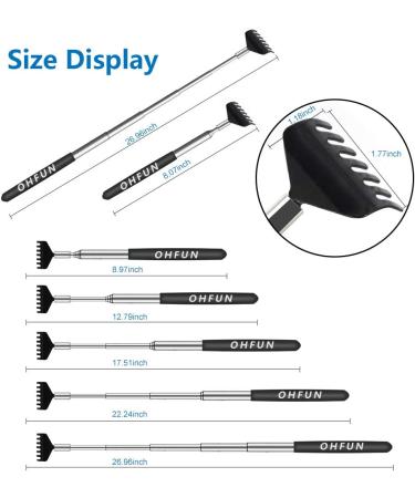 6 Pack Extendable Back Scratcher - Telescoping Metal Hand Massager with Rubber Handles - Perfect Gift for Thanksgiving, Birthday, Christmas - Buy Online on GoSupps.com