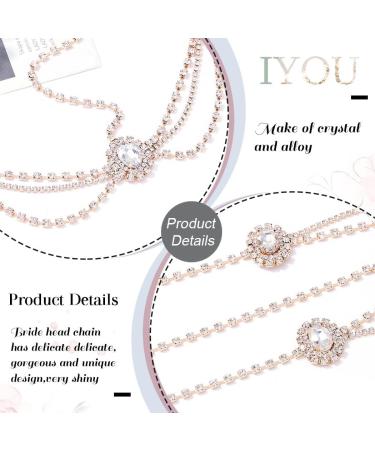 IYOU Crystal Bridal Head Chain Silver Layered Bride Headpiece Tassel Rhinestone Headband Hair Piece Festival Wedding Hair Accessories for Women (Gold) - Buy Online on GoSupps.com