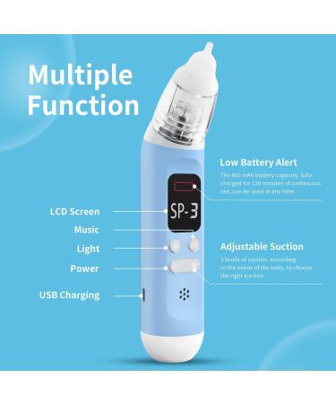  Electric Baby Nasal Aspirator, Rechargeable Nose Sucker for Baby,  Adjustable 3 Levels Suction, Booger Sucker for Baby with 8 Light Modes &  Adjustable Volume Nursery Rhymes : Baby