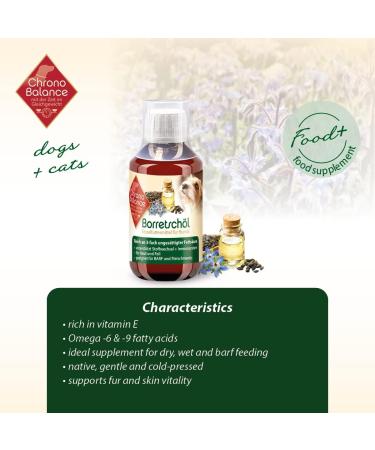 ChronoBalance Borage Oil for Dogs (100 ML) - 3 Times Unsaturated Fatty Acids - for Skin and Coat - Supports Metabolism and Immune System - Buy Online on GoSupps.com