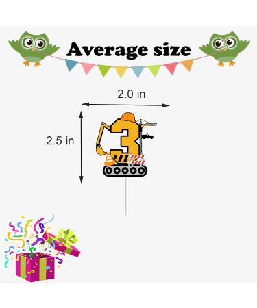 18pcs Construction Cupcake Toppers for Boys Girls 3rd Happy Birthday Construction Theme Party Supplies Yellow Number 3 Building Truck Excavator Cake Decorations - Buy Online on GoSupps.com