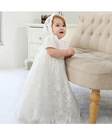 Leideur Baby Long Christening Gown White Baptism Dress for Girls 18-24 Months | Special Occasion & Birthday Dresses - Buy Online on GoSupps.com
