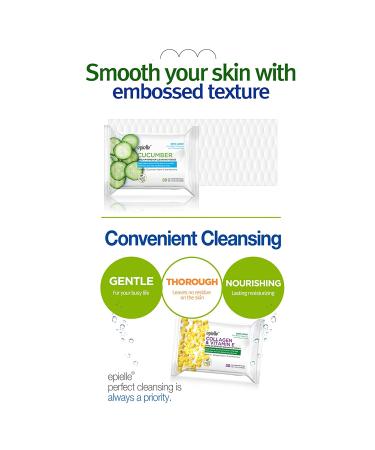 Epielle Makeup Remover Cleansing Wipes | Gentle Daily Towelettes for All Skin Types | Removes Dirt, Oil, Makeup | Charcoal, Collagen, Aloe, Cucumber, Green Tea, Argan Oil | 30ct - Buy Online on GoSupps.com