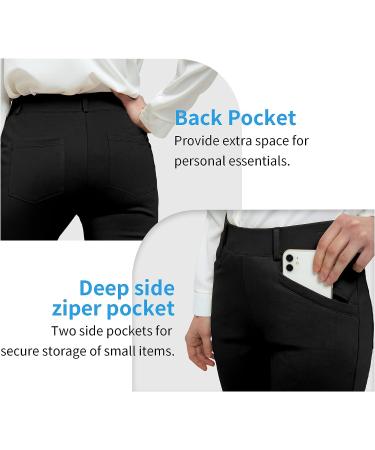Women's Bootcut Yoga Dress Pants - Stretchy Office Business Casual Slacks with 4 Pockets - 31 Inseam - Black - Buy Online on GoSupps.com