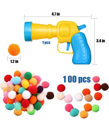 Cat Interactive Toys Cat Ball Toy Toy Ball Launcher with 100pcs Soft Pom Pom Balls Cat Fetch Toys for Indoor Exercise Pet Chasing Training Toys - Buy Online on GoSupps.com