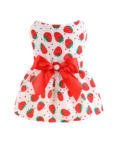 Luojuny Christmas Holiday Dog Dress Valentine's Day Dog Skirts Bowknot Vibrant Color Dog Princess Cosplay Costume Mommy Puppy Shirt Skirt Doggie Dresses Pet Clothes Apparel for Dogs & Cats Red XS