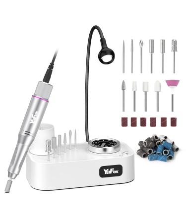 Nail milling mills for Gelnail 35000 rpm Yafex 11 in 1 electrical nail cutter Professional with nail milling nail file manicure pedicure set with LED lamp (gray)