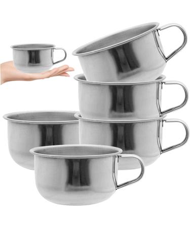 Porgeel 5pcs Stainless Steel Shaving Bowl Set - Durable Mug with Handle for Home & Barber Shop Use - Shaving Soap Bowl 4.3 x 2 - Buy Online on GoSupps.com