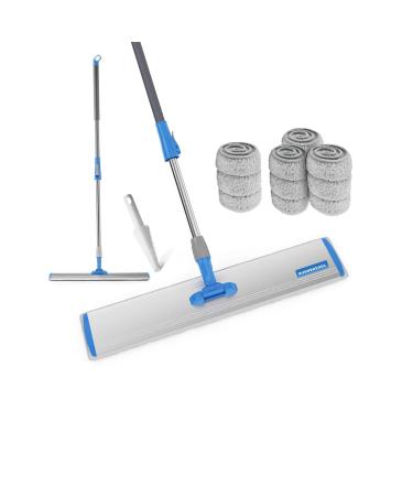 Wet Mop 24" Microfiber Mop Heavy Duty Floor Mop Aluminum Mop Adjustable Stainless Steel Handle 4 Wet and Dry Clothes Floor Cleaning System 24 in Mop