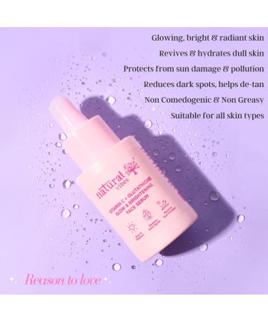 Natural Vibes Vitamin C + Glutathione Radiance Serum | Clear Skin Face Serum 30ml - Shop Internationally - Buy Online on GoSupps.com