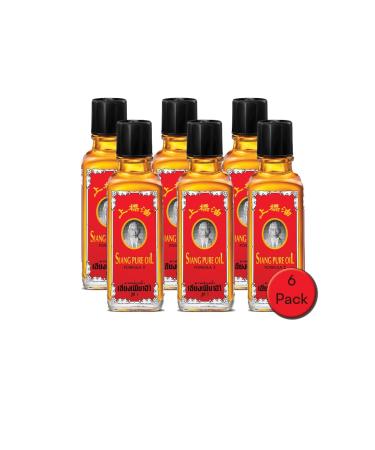 Siang Pure Red Oil - Herbal Thai Muscle Rub - Warming Red Formula - 25g Bottle 6 Pack