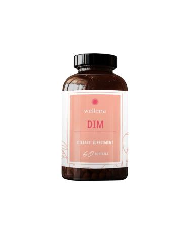 Wellena DIM Supplement 100mg - All Natural Diindolylmethane Estro Support Maximum Absorption Menopause Support 60-Day Supply of Non GMO Softgels That are Gluten Free Dairy Free Soy Free