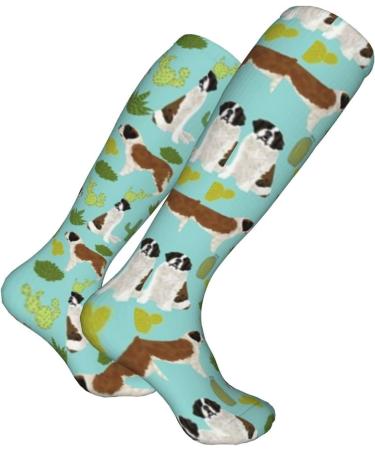 Bernhardiner Dog Pattern Cactus Compression Socks for Men & Women - 15-20 mmHg Circulation Support for Running & Cycling - Buy Online on GoSupps.com