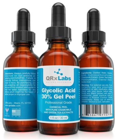 Glycolic Acid 30% Gel Peel with Chamomile and Green Tea - Professional Grade Chemical Face Peel for Acne Scars, Wrinkles & Fine Lines - 1 fl oz - Buy Online on GoSupps.com
