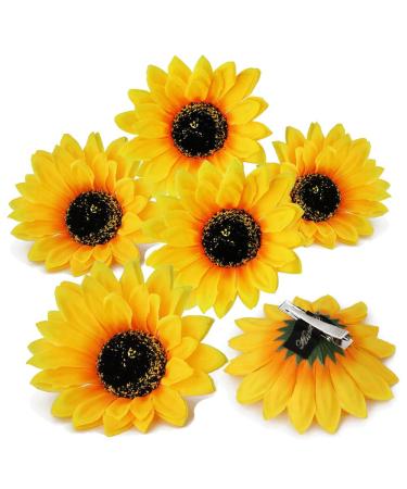 Hair clips for women girls sunflower 6 pieces 3.9 cm hairpin hair styling accessories for party beach vacation wedding bridal jewelry (yellow)
