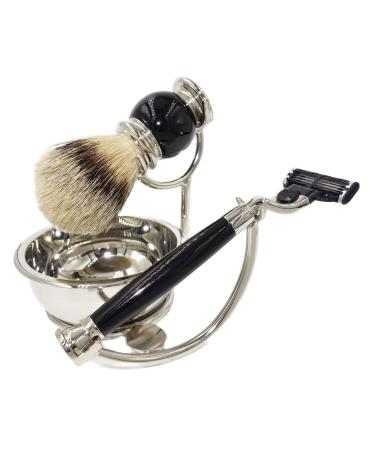 Razor brush for men fashionable 4-in-1 gift set with black enema safety razor male roof hair cup shaving brush holder Bowl 13x16cm black