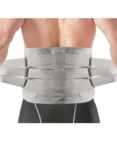 Breathable lower back bandage adjustable waist support for pain in the lower back double compression strap lumbar vertebrae decompression belts for herniated discs unisex (color: li xxl light gray
