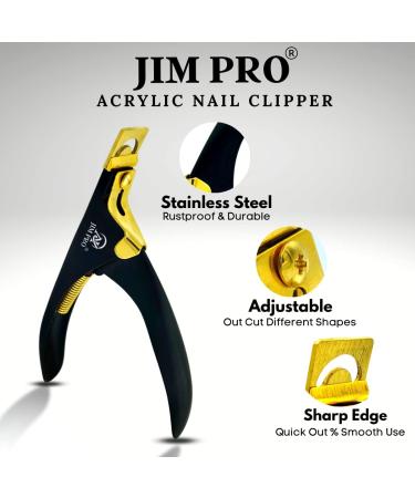 Professional Acrylic False Nail Clippers - Black/Gold Nail Tip Cutter for Salon & Home Nail Art | JIM PRO - Buy Online on GoSupps.com