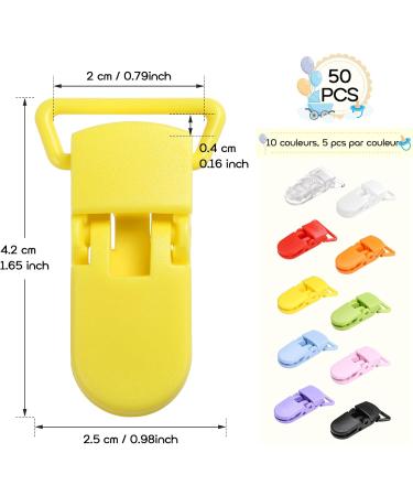 LIHAO 50 PCS Colorful Pacifier Clips Set - Plastic T-Clip Baby Pacifier Chain Clips for Moms - Buy Online on GoSupps.com