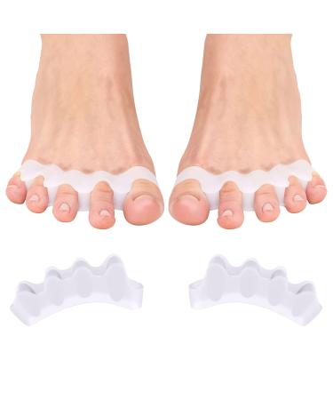 WACURRENTHYD Toe Spacers(1 Pair) Gel Toe Separators to Correct Toes Bunion Corrector for Women Men Toe Spacer Hammer Toe Straightener Toe Stretcher Big Toe Separators (White)