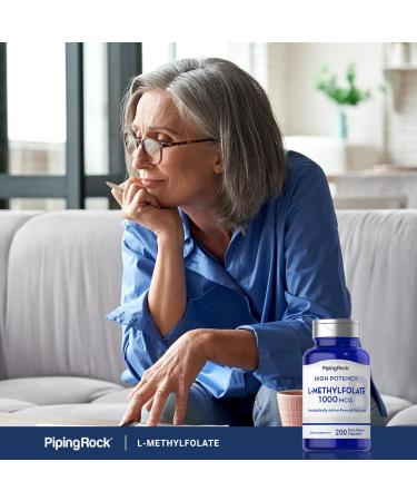 Piping Rock L Methylfolate Supplement | 1000 mcg | 200 Capsules | Active Form of Folic Acid | Non-GMO Gluten Free - Buy Online on GoSupps.com