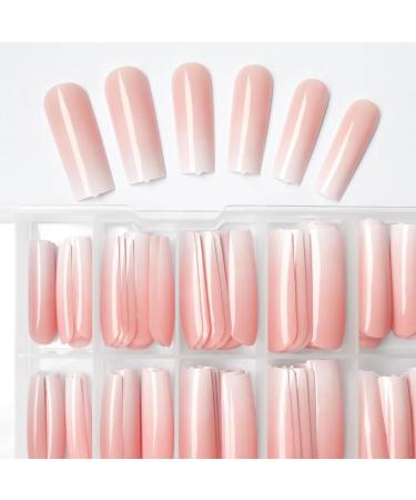 120 Pcs Glossy Square Ombre Press On Nails - Long Length Pink Gradient Fake Nails for Women & Girls | Full Cover Acrylic Nail Tips - Buy Online on GoSupps.com